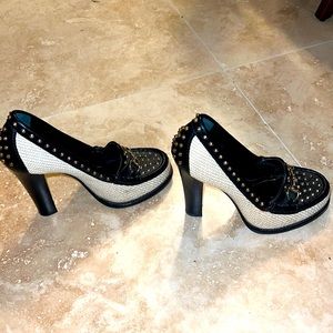 Gucci women’s studded heeled loafers